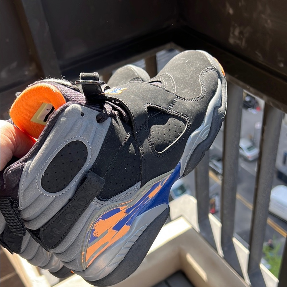 Black and Orange High-Top Sneakers with Velcro Straps